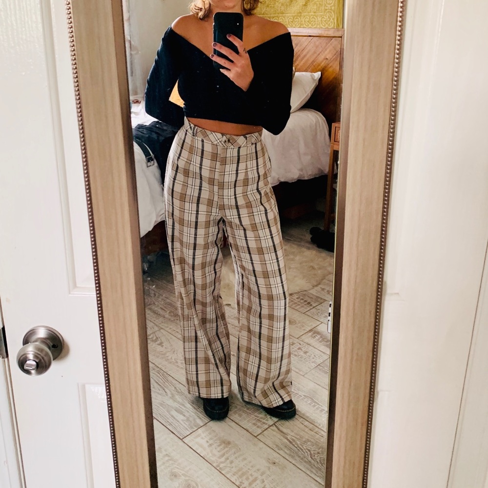 Reclaimed vintage wide leg check pant